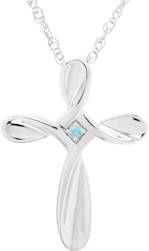 Vista 8 de Boston Bay Diamonds Sterling Silver Infinity Birthstone Cross Necklace 01 de enero - Granate genuino