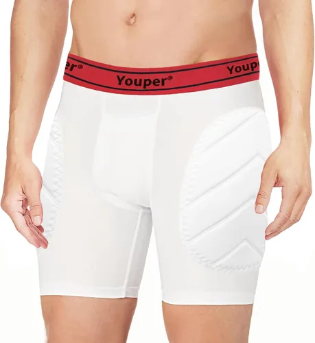 Vista 2 de Youper Pantalones cortos deslizantes acolchados para niños con copa atlética protectora suave para béisbol, fútbol americano, lacrosse