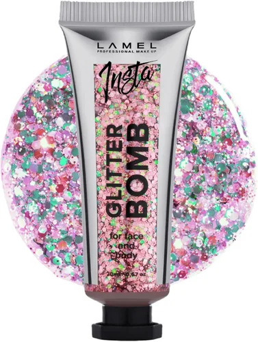 Vista 8 de LAMEL Insta Glitter Bomb: gel holográfico de secado rápido para rostro y cuerpo con purpurina Brillo de larga duración y eliminación sin esfuerzo