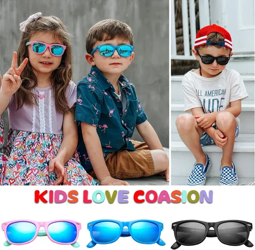 Vista 33 de Lentes de sol polarizados de goma elastómero termoplástico (TPEE) flexible, para niñas y niños de 3 a 9 años