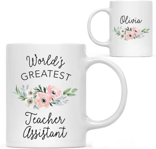 Vista 40 de Andaz Press Taza de café personalizada de 11 onzas, taza ejecutiva de relaciones públicas más grande del mundo, flor de anémona rosa, 1 paquete