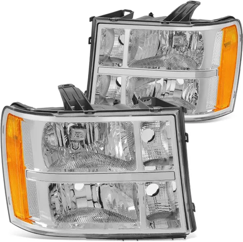 Vista 12 de DNA MOTORING Juego de ensamble de faros compatible con GMC Sierra 1500 de 2007-2013/Sierra 2500 HD y 3500 HD de 2014, Negro/Transparente, Negro Claro