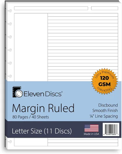 Vista 34 de Eleven Discs Papel Discbound, Hojas de Cuadrícula de Puntos Tamaño Junior - Repuestos Premium de 120gsm Peso Pesado para Cuaderno y Planificador - 8