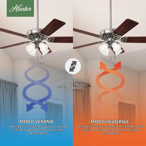 Vista 3 de Hunter Studio Series, Indoor, Ceiling Fan, Quiet, 52 inch, Brushed Nickel Níquel cepillado