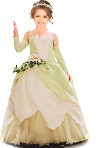 Vista 3 de Disfraz de princesa para niñas, disfraz de hada de Halloween, vestido verde de cuento de bebé, juego de rol, vestido verde