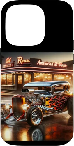 Vista 17 de Classic Hot Rod Retro Vintage Custom Hotrod Car Illustration Case for iPhone 17