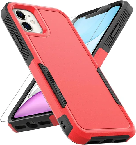 Vista 12 de MDCN Funda para iPhone 11: funda protectora de doble capa resistente para teléfono celular, a prueba de golpes, resistente, con protector