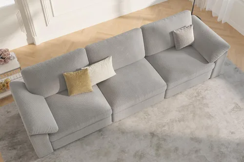 Vista 54 de EASE MOOSE Sofá modular verde seccional de gran tamaño en forma de L Pana verde