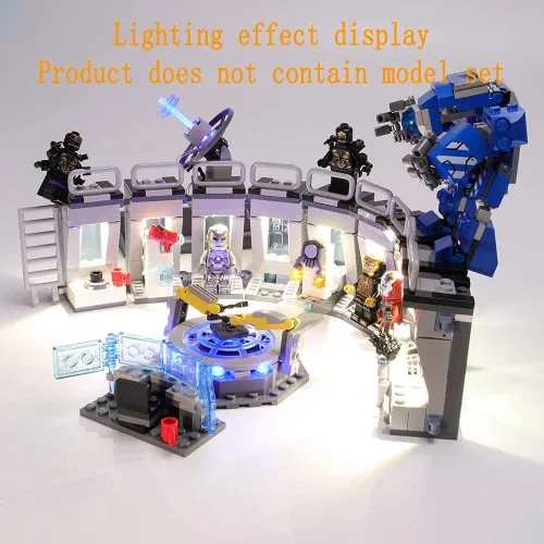 Vista 5 de GEAMENT Kit de luz LED para Iron Man Hall of Armor compatible con el modelo de bloques de construcción Lego 76125 (juego de modelos no incluidos)