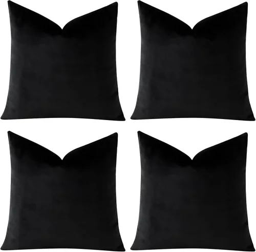 Vista 6 de OTOSTAR Juego de 4 fundas de cojín decorativas de terciopelo suave, fundas cuadradas sólidas para cojines, fundas de almohada de lujo para sofá