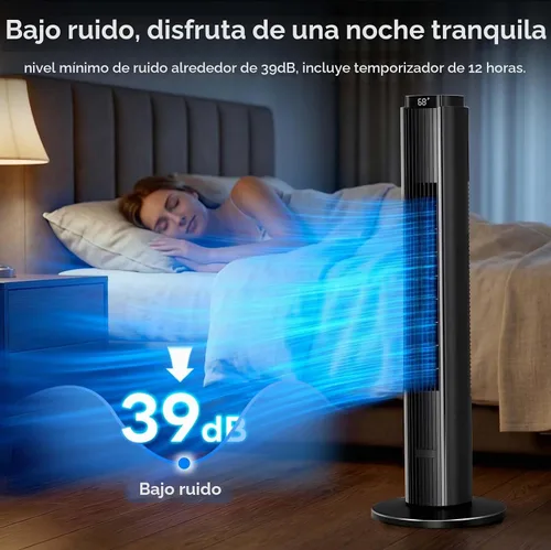 Vista 6 de Antarctic Star Ventilador de torre portátil sin aspas oscilante de 80° para dormitorio, temporizador de 12 horas, 6 modos de velocidad, 4 modos