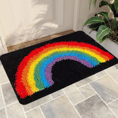 Vista 14 de kingsea Kits de ganchos de pestillo para adultos, kits de ganchos de alfombra impresa en color para adolescentes, manualidades de aguja para Oso