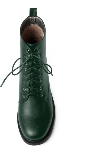 Vista 45 de ROSERWISH Botas altas de tacón bajo y grueso para mujer, con cordones, cómodas, modernas, con puntera redonda, de 2.5 pulgadas
