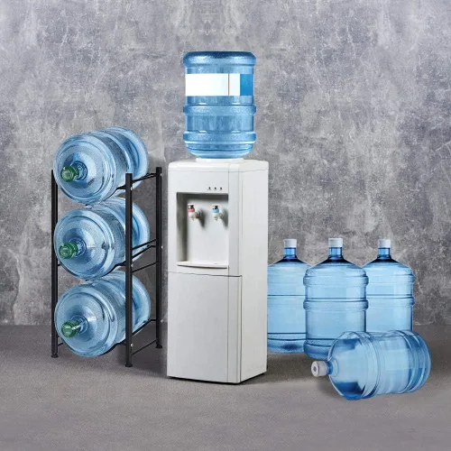 Vista 6 de OYEAL Organizador de almacenamiento de botellas de agua de 5 galones para 3 niveles Negro