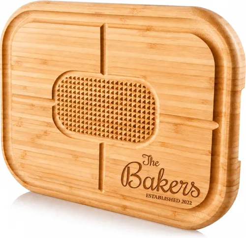 Vista 10 de Tabla de Cortar Carne - Tabla Grande de 18"x12" Reversible de Bambú para Pavo - Bloque de Carnicero de Servicio Pesado con Ranura Profunda