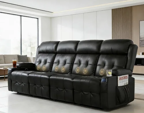 Vista 10 de Sofá reclinable, sofá reclinable con masaje de 3 plazas con gran capacidad de peso, sofá de dos plazas para RV con espacio libre con consola, USB