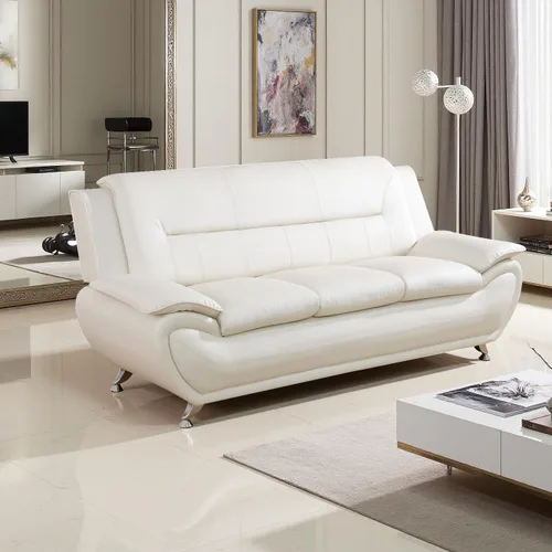 Vista 18 de A Ainehome Moderno juego de muebles de sala de estar de piel sintética, sofá modular de 6 asientos con sofá biplaza y silla (negro)