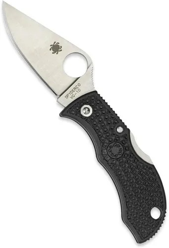 Vista 7 de Spyderco Manbug Leaf Cuchillo plegable de bolsillo con hoja de acero VG-10 de 1.9" y mango FRN - Cuchillo EDC para hombres y mujeres, perfecto
