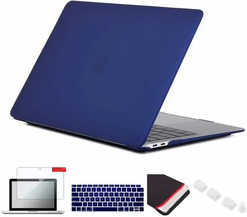 Vista 13 de Pack 5 en 1 de carcasa para MacBook Air, de Se7enline, de plástico duro, tacto suave, con protector de teclado de silicón, protector de pantalla