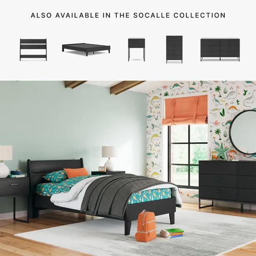 Vista 7 de Signature Design by Ashley Socalle - Cabecera moderna con paneles, individual, color negro
