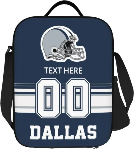 Vista 15 de Bolsa de almuerzo personalizada de Nueva Inglaterra, regalos para hombres, mujeres, fanáticos, con nombre y número personalizados, correas de hombro