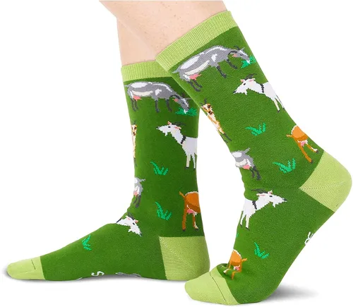 Vista 2 de Zmart Regalos divertidos unisex de pollo y cabra regalos para mujeres y hombres calcetines novedosos de flamenco para perros