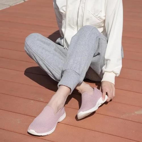 Vista 4 de Zuwoigo Zapatos de senderismo para mujer, cómodos, sin cordones, informales, transpirables, para entrenamiento, gimnasio, trabajo, tenis