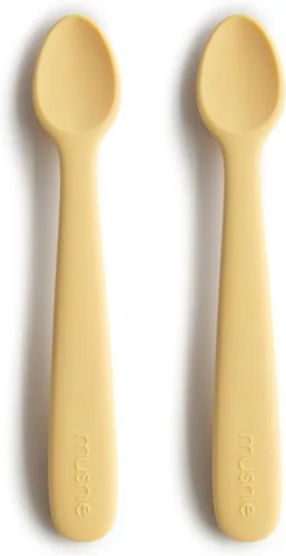 Vista 11 de mushie Cucharas de silicona para bebés Paquete de 2 (rubor/arena cambiante)