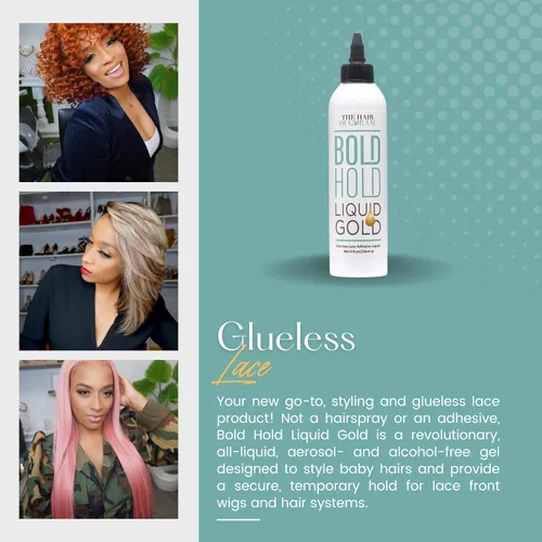 Vista 5 de The Hair Diagram - Bold Hold Liquid Gold Reloaded - Gel de encaje sin pegamento - Fijación temporal para pelucas y sistemas capilares - Agente