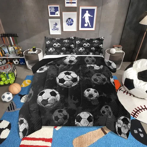 Vista 16 de Erosebridal Juego de edredón de baloncesto tamaño Twin para niños y adolescentes, juego de cama de tema deportivo de microfibra ultra suave