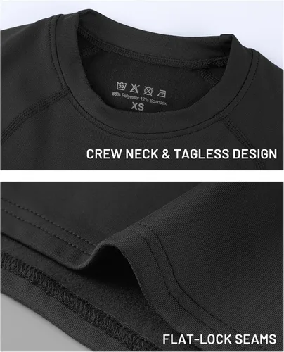 Vista 3 de Runhit Camiseta térmica de compresión para niños y jóvenes, manga larga, forro polar, capa base para fútbol, béisbol, fútbol, baloncesto