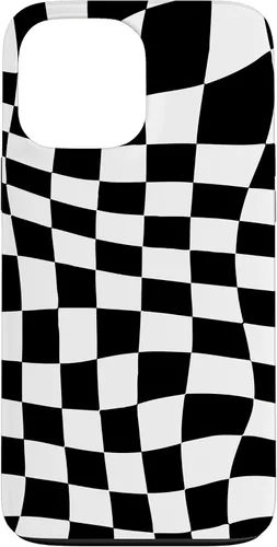 Vista 24 de Funda clásica a cuadros para iPhone 17, diseño ondulado de tablero de ajedrez en blanco y negro