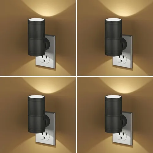 Vista 11 de Likelgn Luz nocturna enchufable a la pared, paquete de 2 luces LED regulables con sensor de atardecer a amanecer, brillo blanco suave, para pasillo