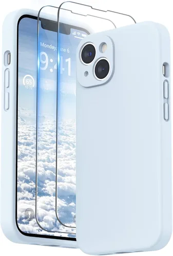 Vista 18 de SURPHY Compatible con iPhone 14 Funda con protector de pantalla (protección para la cámara y forro de microfibra suave) Funda de silicona líquida