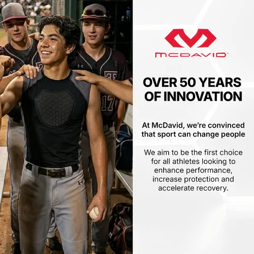 Vista 6 de McDavid HEX Chest Protector Shirt Heart Guard Sternum Compression Padded Shirt for Football, Lacrosse, Softball Rugby - Youth Negro