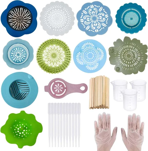 Vista 8 de Kit de 37 piezas de suministros de arte acrílico para verter coladores, 7 coladores de pintura de silicona de plástico, kits de herramientas