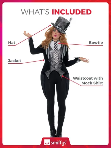 Vista 4 de Smiffys Disfraz de Miss Sombrerero Oscuro Deluxe para Mujer