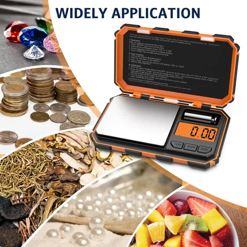 Vista 2 de Báscula digital de gramos, báscula de bolsillo de 7.05 oz x 0.00 oz, mini báscula de joyería de 6 unidades con pantalla LCD, función de tara