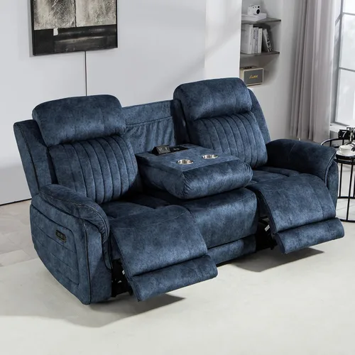 Vista 12 de Zero Gravity - Sofá biplaza reclinable eléctrico con reposacabezas ajustable, sofá reclinable eléctrico con consola, sofá reclinable eléctrico