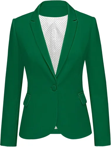 Vista 10 de Luvamia - Chaqueta Blazer para Mujer, de Manga Larga, Cuello con Solapas, Botón de Cuello, con Bolsillos Un nuevo botón negro