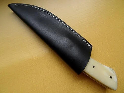 Vista 5 de BC-165 Impresionante Hecho A Mano De Acero De Damasco 9" Pulgadas Cuchillo De Hueso Liso Y Mango De Madera