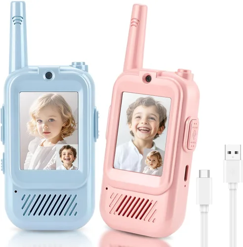 Vista 10 de HPROMOT Walkie Talkies para niños recargables, juguetes para niños de 3 a 12 años, niños y niñas, paquete de 2 unidades de radios de dos vías