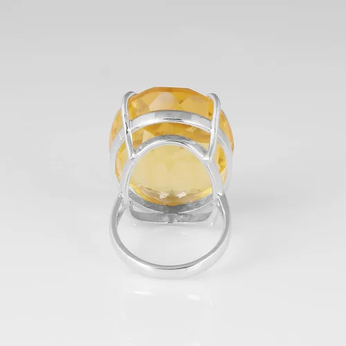 Vista 2 de GEMHUB Anillo de plata de ley 925 de citrina amarilla de corte ovalado de 0.53oz, Piedra, Citrino