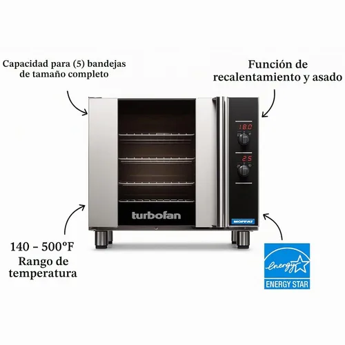 Vista 3 de Moffat E32D5 horno de convección de acero inoxidable, eléctrico de tamaño completo 1 cubierta 208v/60/1-ph