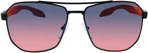 Vista 2 de Prada Linea Rossa PS 51VS DG09Q1 - Gafas de sol de metal negro con lente de espejo rojo