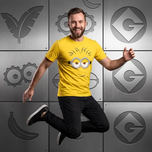 Vista 6 de Minions Big Face - Camiseta de disfraz de Halloween para adultos, Bob, Stuart o Kevin