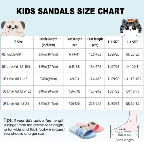 Vista 6 de BOPU 3-8 años niñas sandalias diapositivas, lindo perro y gato antideslizante niñas diapositivas niños diapositivas (niños pequeñosniños)