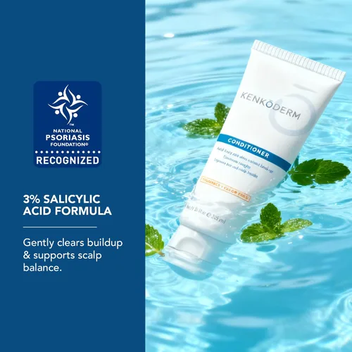 Vista 3 de Kenkoderm Acondicionador para cabello y piel sensibles con 3 por ciento de ácido salicílico, hidratante profundo anticaspa para alivio de picazón