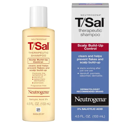Vista 4 de Neutrogena T/Sal Champú terapéutico para la caspa, control de la acumulación del cuero cabelludo, ácido salicílico al 3%, tratamiento de psoriasis