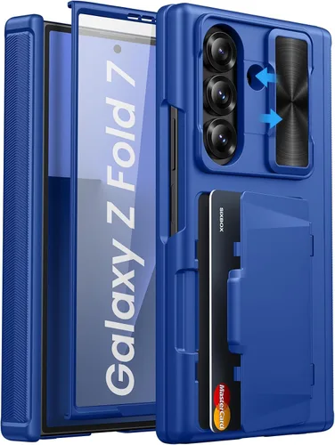 Vista 20 de Funda para Samsung Galaxy Z Fold 7 con Portarjetas, Integrado y Protector de Pantalla y Protección de Bisagra y Cubierta Deslizante para Cámara Negro